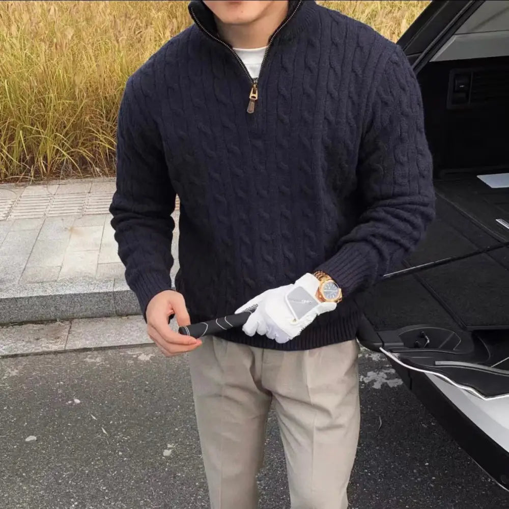 Aspen Cable-Knit Quarter-Zip Sweater — photo 4