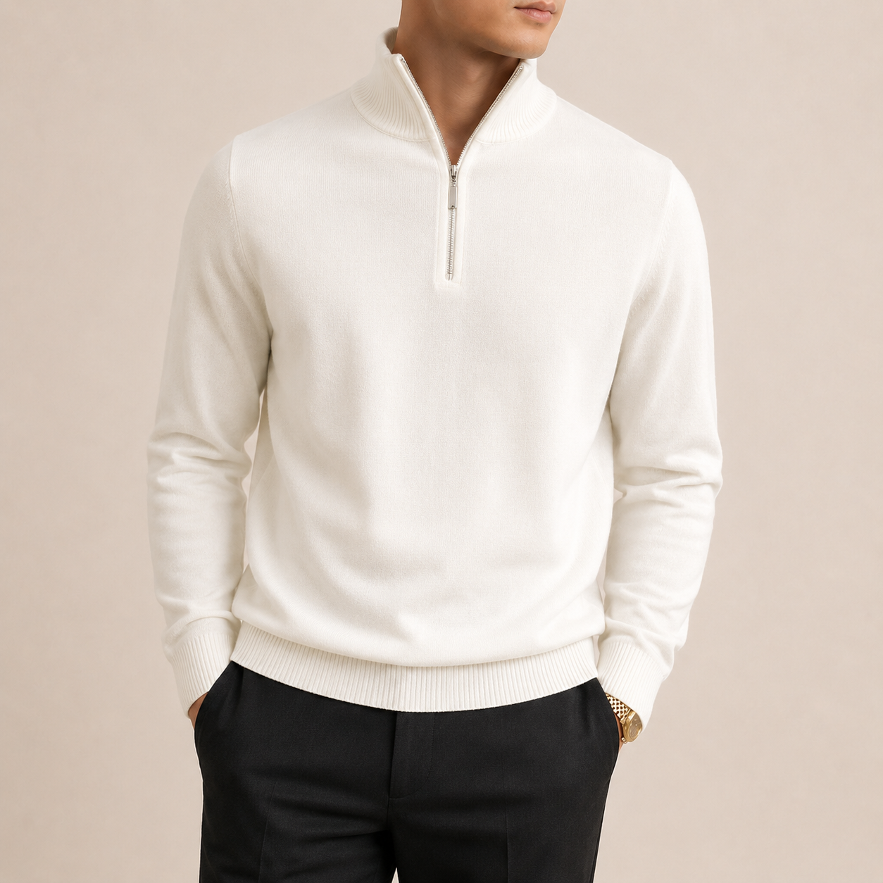Ash Quarter-Zip Knit Sweater