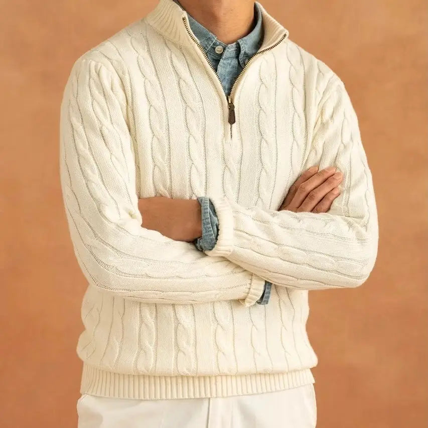 Aspen Cable-Knit Quarter-Zip Sweater — photo 6