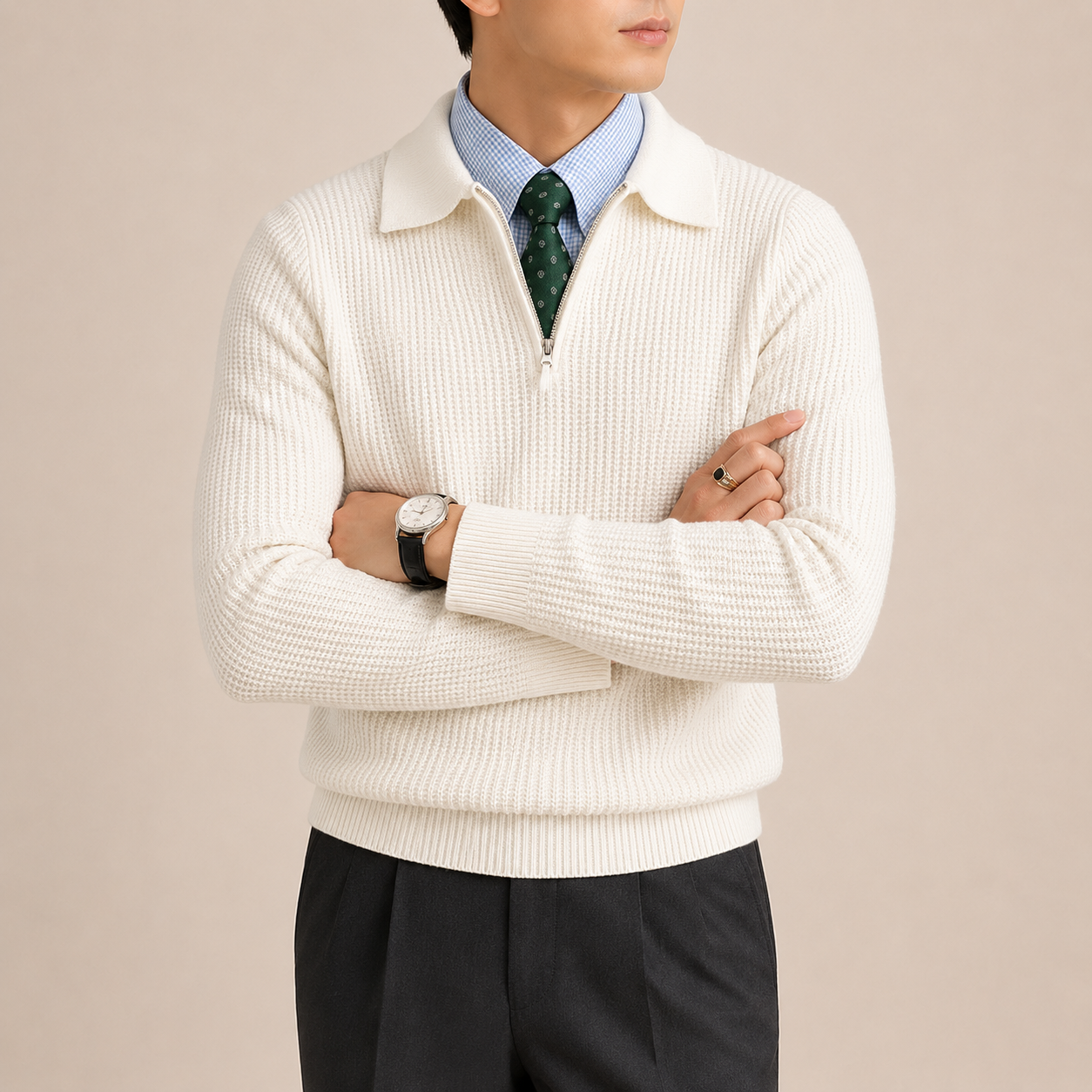 Sage Half-Zip Knit Sweater