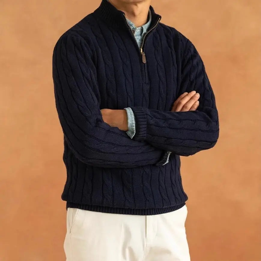 Aspen Cable-Knit Quarter-Zip Sweater — photo 3