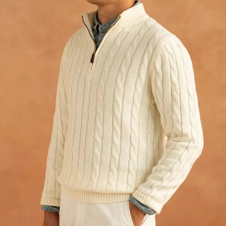 Aspen Cable-Knit Quarter-Zip Sweater — photo 7