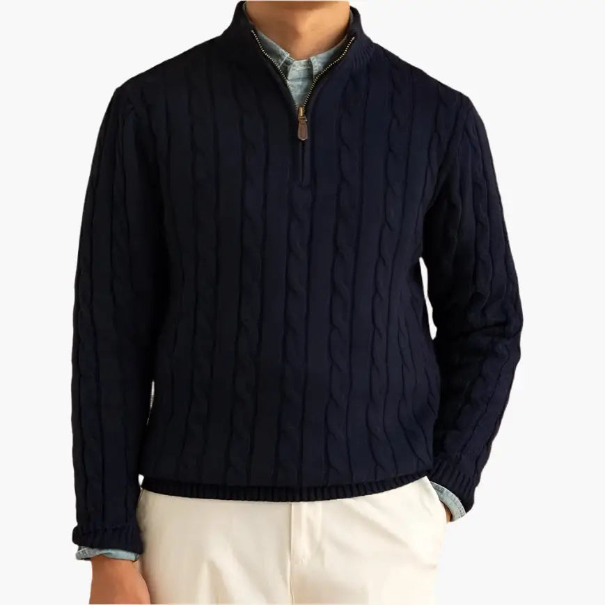 Aspen Cable-Knit Quarter-Zip Sweater — photo 2