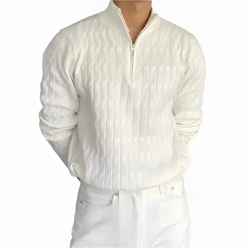 Sage Textured Quarter-Zip Sweater — photo 2